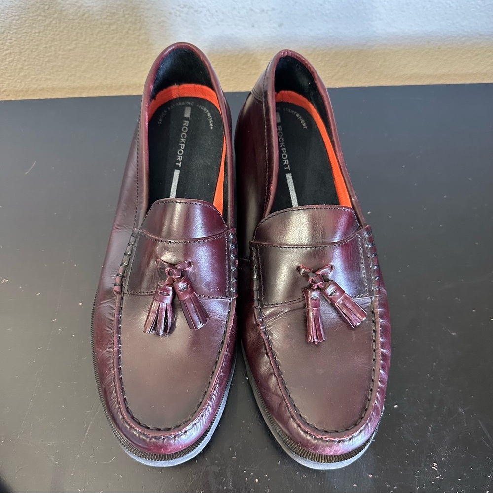 Rockport Men’s Burgundy Brown Leather Loafer Shoes